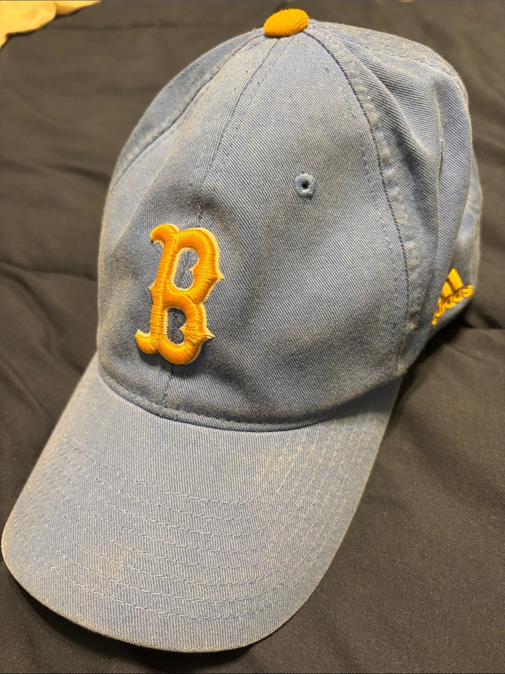 adidas Light Blue Kids Baseball Cap with Yellow 'B' Patch